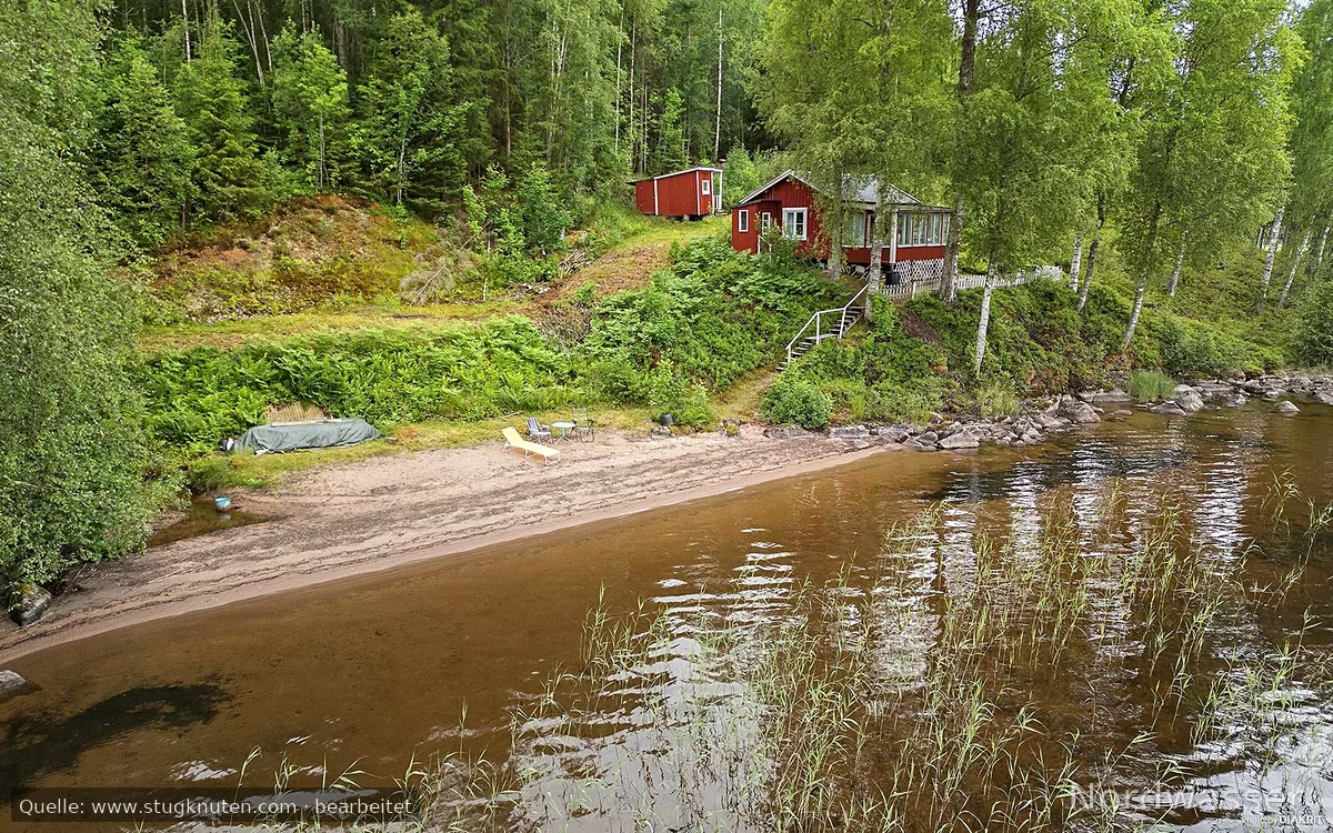 Egen sandstrand & avskildhet–stuga vid Lakenesjön