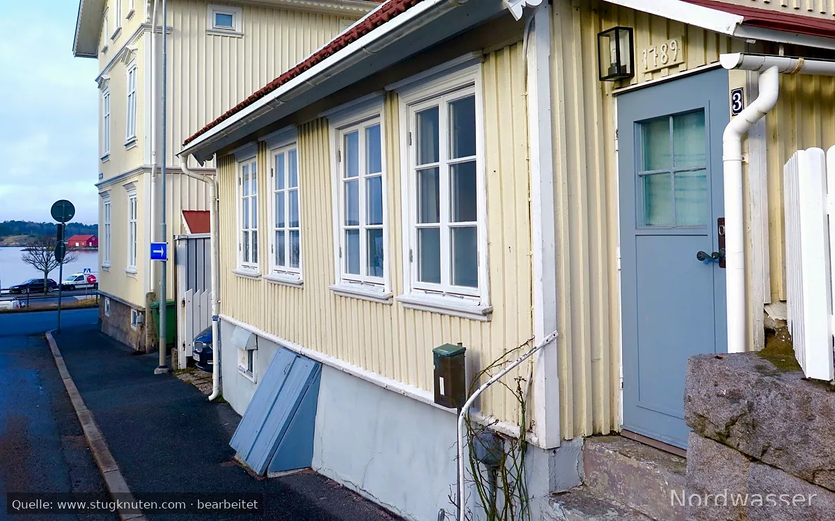 Hus vid Norra hamnen i Strömstad
